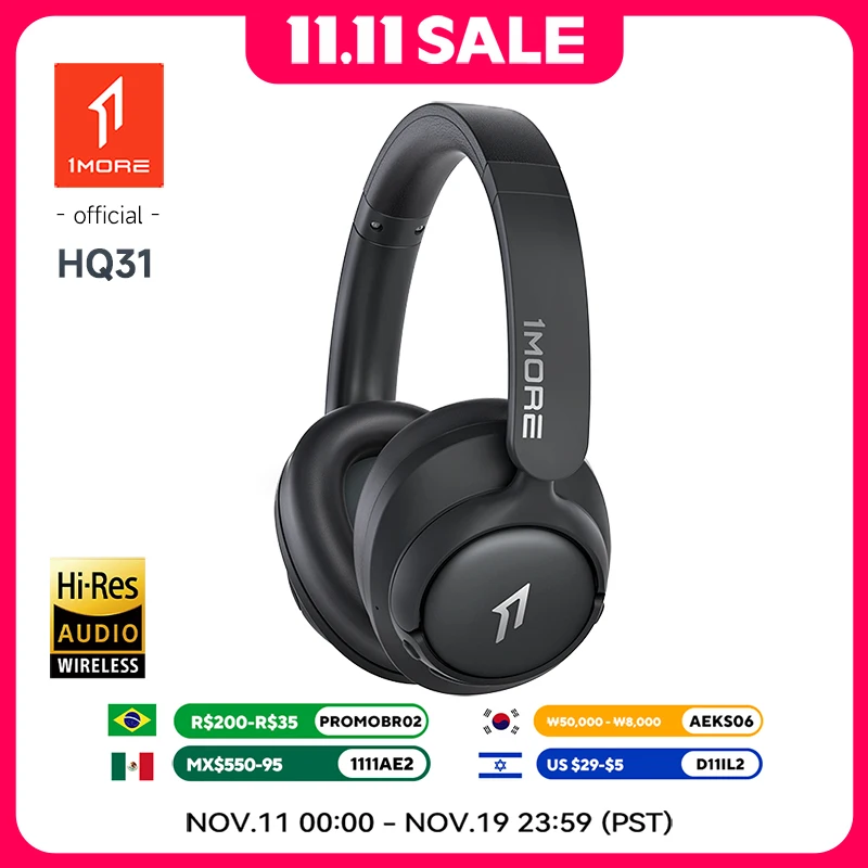 

1 БОЛЬШЕ HQ31 LDAC Наушники Bluetooth 5.4 Беспроводные гарнитуры Время воспроизведения 90 часов Гарнитура с шумоподавлением Hi-Res Аудио Микрофон Наушники ANC