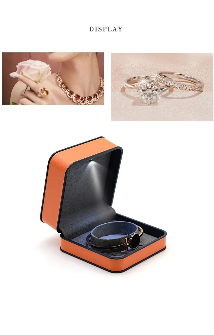 Wholesale High-End Led Light Jewelry Box Velvet Interior Ring Necklace Bracelet Box Customizable Logo