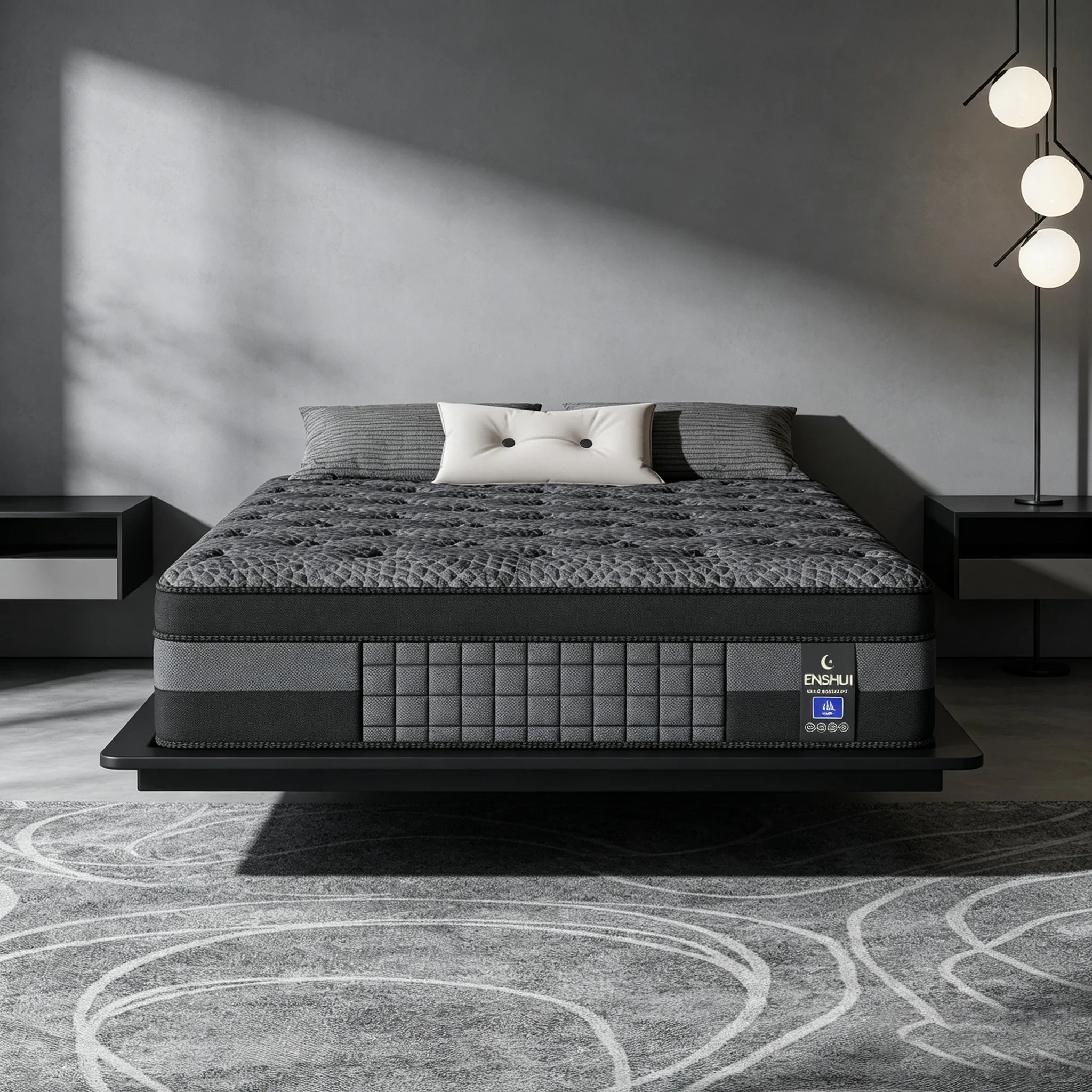 ENSHUI 12/14 Inch Hybrid Mattress Twin Full Queen King – Bed In A Box With Gel Memory Foam …And Pocket Springs For Pressure Relief, Cool Breathable Sleep And Edge Support – Medium Firm, Durable, Fiberglass-Free And Odorless Mattress