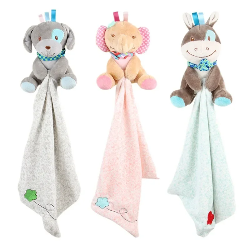 

Baby Towels Newborn Baby Comforter Soothe Appease Towel Animal Rabbit Plush Dolls Soft Security Rattles Bed Bell Saliva Towel