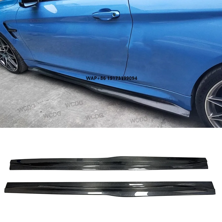 

For B-MW M3 F80 F82 F83 M4 2014-2019 PSM Style Carbon Fiber Side Skirts Side Bumper Lip Extension Bodykit
