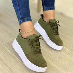 New Women's Casual Shoes Solid Color Shallow Mouth Lace-up Loafers Comfortable Platform Outdoor Non-slip Flats Tenis Respiravel