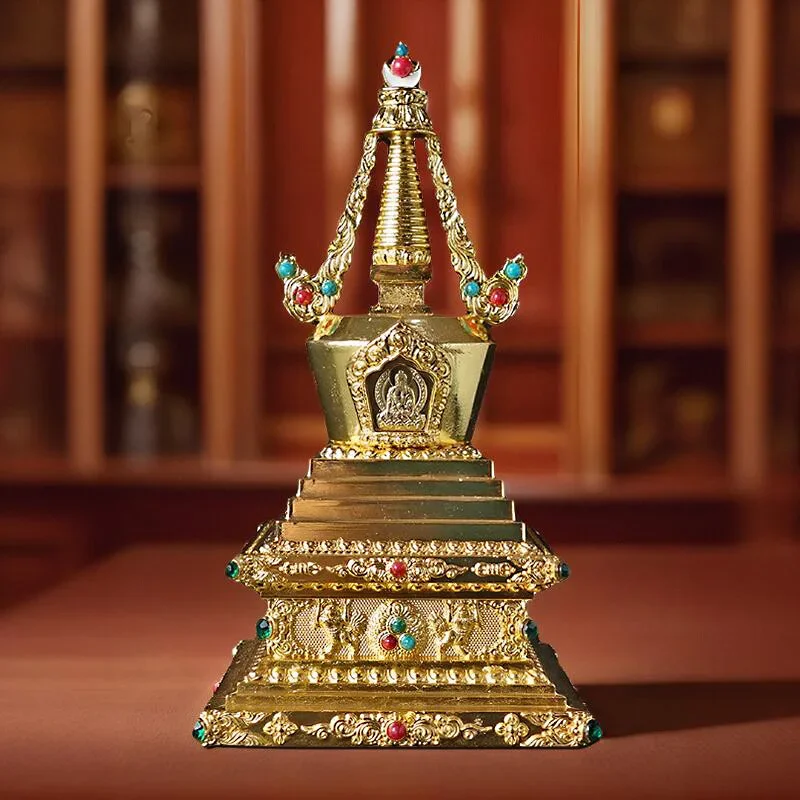 

Tibetan Buddhist Decor Metal Zen Pagoda Sculpture Buddha Symbol Peace Auspiciousness Meditation Statue Home Ornament 6.7 Inches