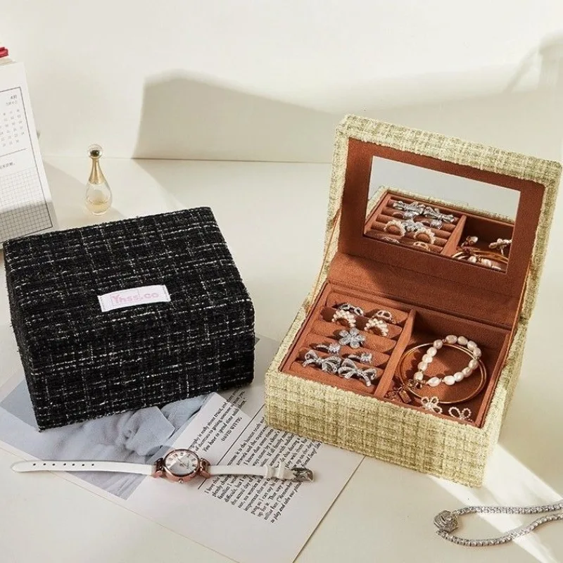 

Cloth Jewelry Storage Boxes Flip Cover Bracelet Ornament Case Earrings Rings Organizer Box Necklace Jewellery Displays Cases