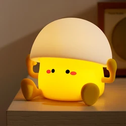 Lampe LED jaune d'œuf en silicone, USB, éclairage d'intérieur, luminaire décoratif, idéal pour un bureau ou une chambre à coucher, cadeau adorable pour un enfant