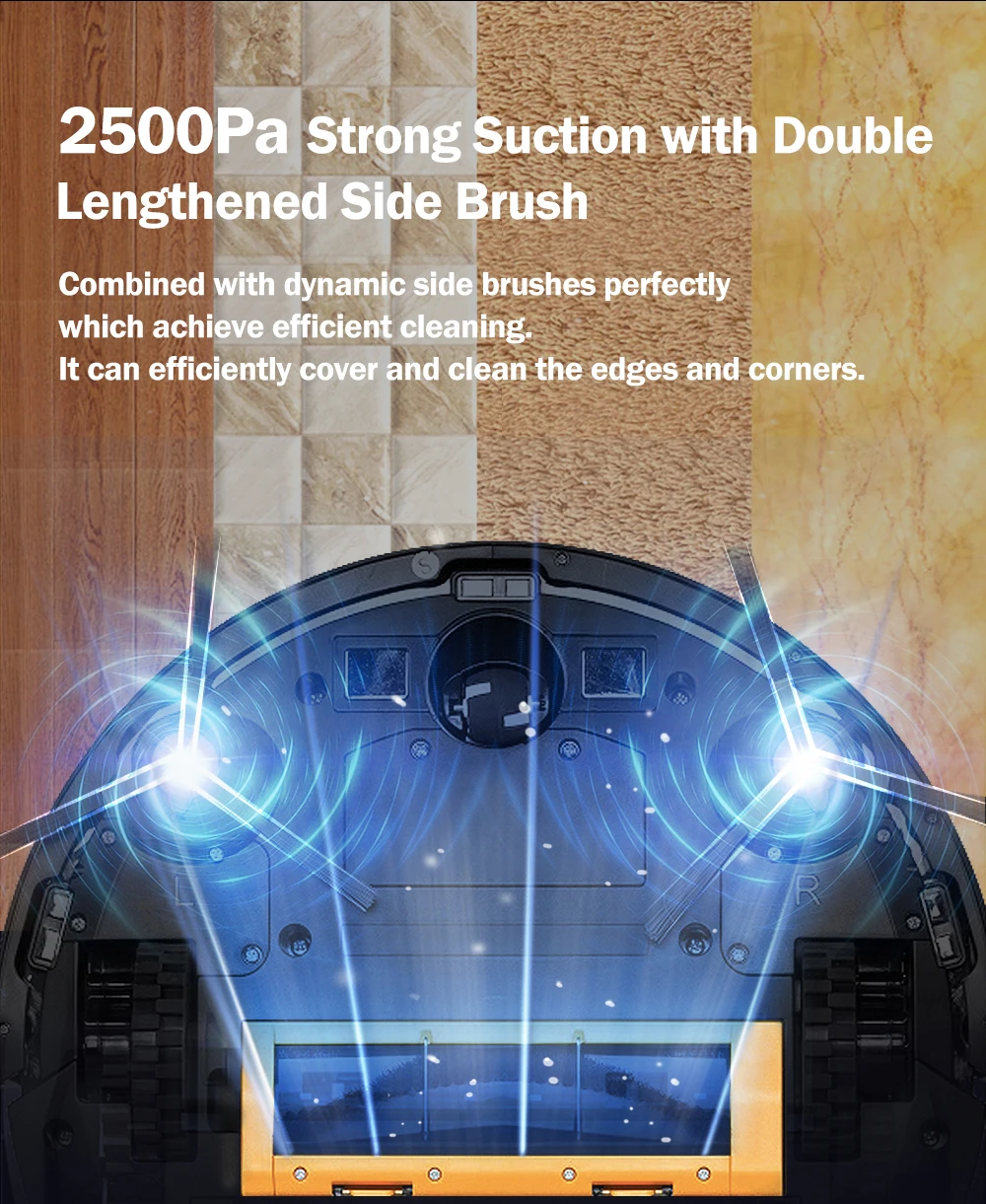 Visual Mapping Smart Memory WIFI APP Control Auto Robot Vacuum Cleaner X6 Wet & Dry  Battery-Powered