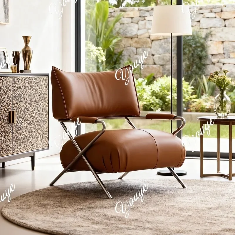 

H63 Ретро Стиль Гостиная Спальня Креативный Нержавеющая Сталь Одиночный Диван Стул Балкон Кабинет Читание Досуг Подлокотник Спинка