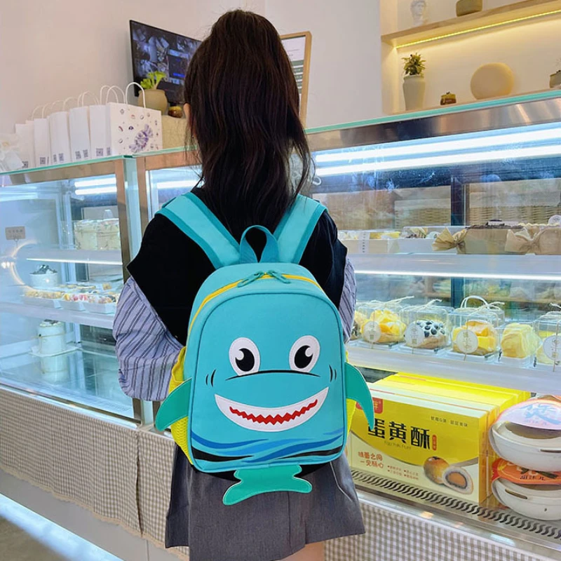 Custom Name Creative Shark Book Bag Cartoon Cute Kindergarten 2-5 Year Old Primary School Children\'s Backpack