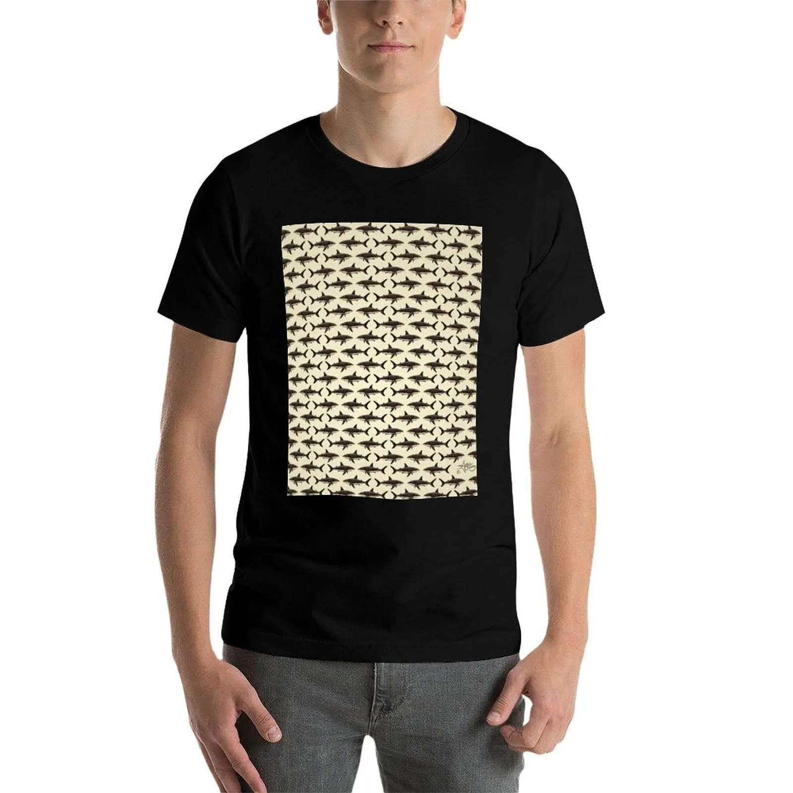 النمط: القرش الأبيض العظيم ~ (النسخة العتيقة) ~ من أمبر مارين؟ 2015 تي شيرت رجل تي شيرت جرافيك تي شيرت شخصية تي شيرت #5