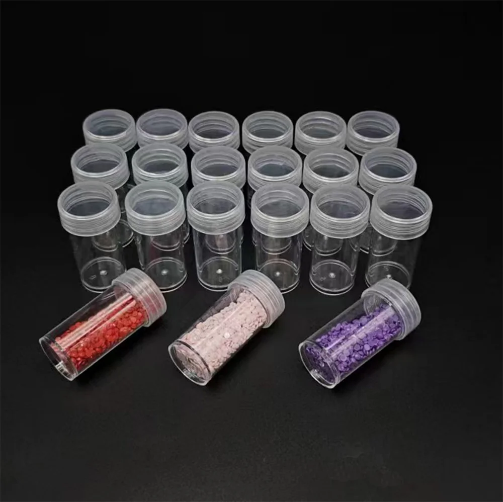 10/20/30/60/90PCS Transparent Round Bottles Crystal Bead Storage Box Container Case Diamond Painting Organizer Tools Accessories