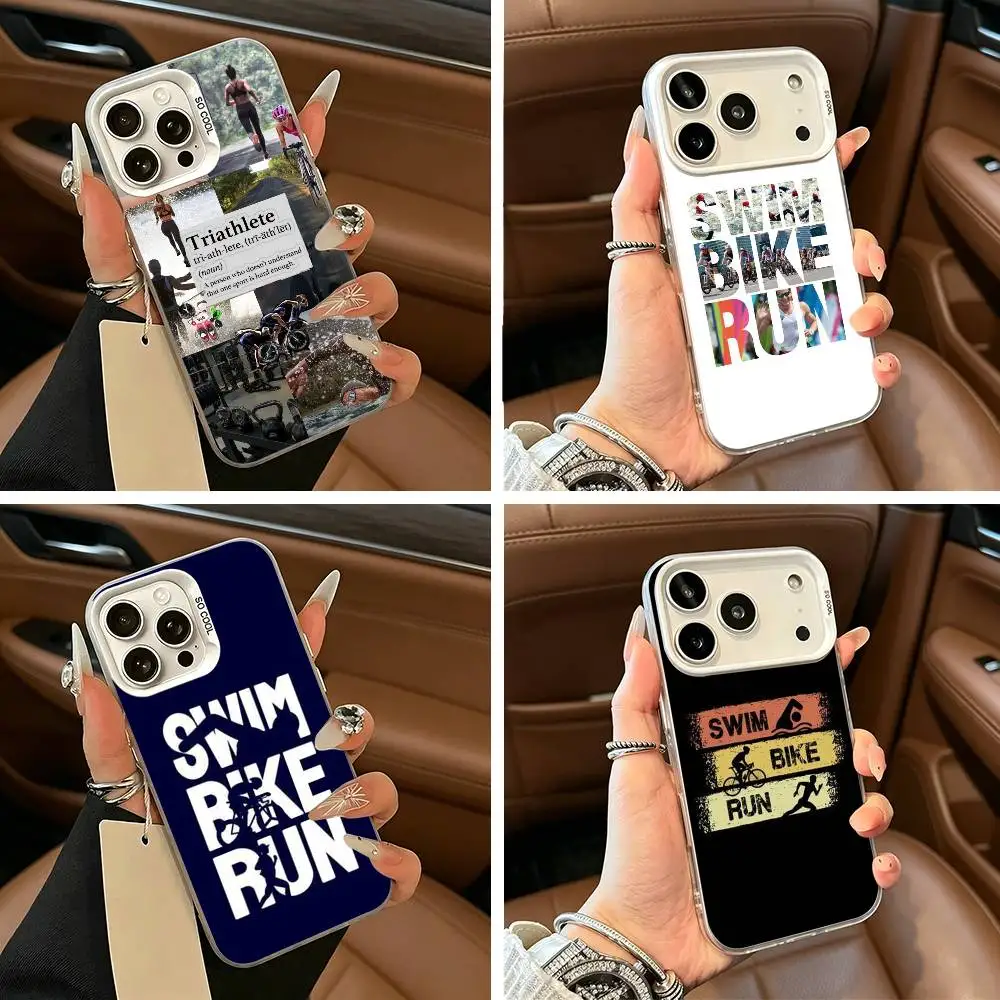 

Triathlon Swim Bike Run -Tri Life Phone Case For iPhone 17,16,15,14,13,12,11 Plus,Pro Max,XS,white silver phone case