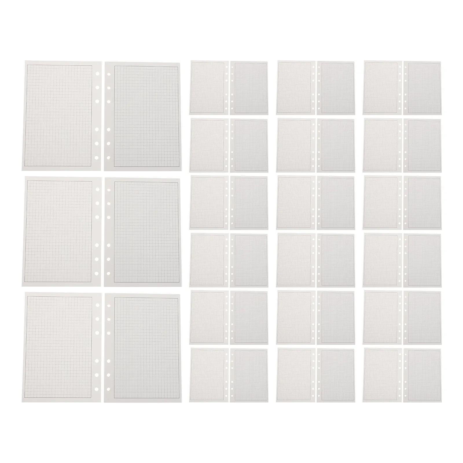 100Pcs Loose Leaf Paper Refill 6 Hole Punch Binder Grid Journal Sheets Planner Filler Paper for Project Organization Note Taking