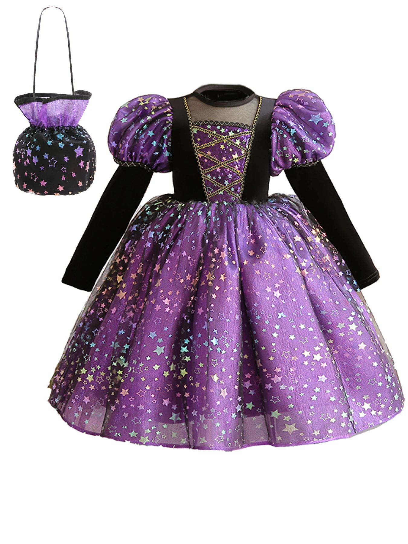 Girls Princess Dress Up Birthday Party Luxury Cosplay Costume Outfit with bag