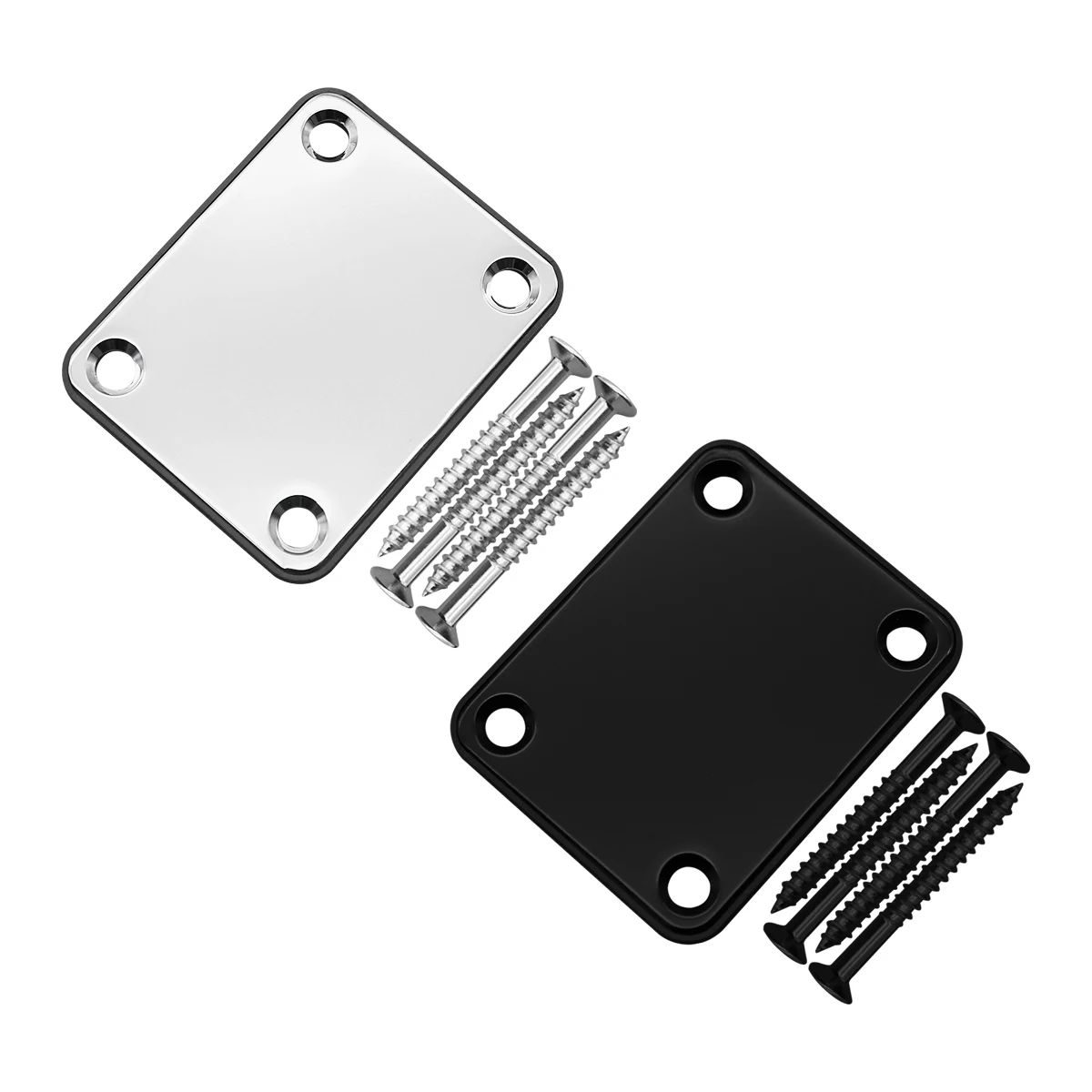 FLEOR 1PCS TL Guitar Neck Plate Neck Joint Board with Screws Electric Guitar Parts, Chrome/Black