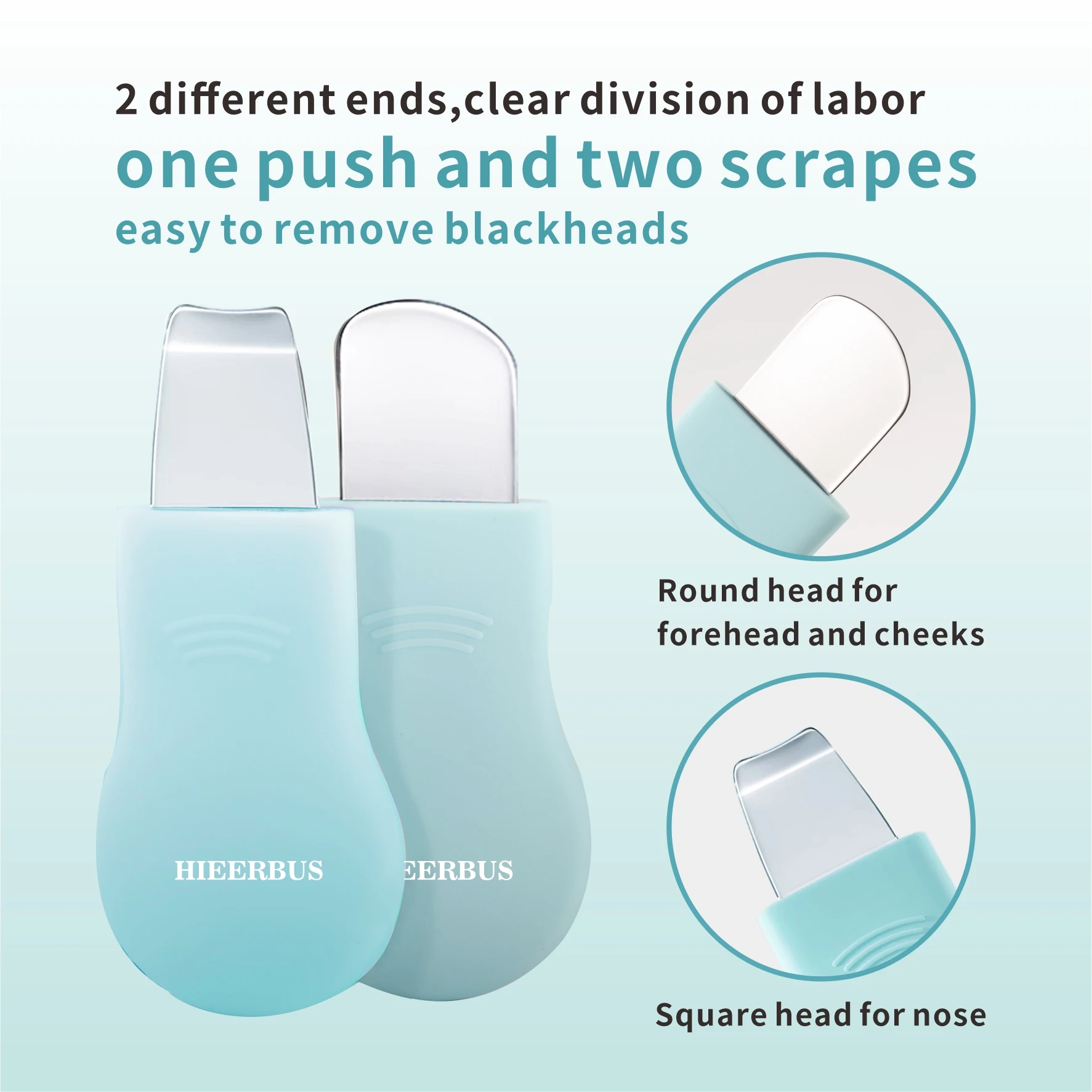 Mitesser-Entferner-Werkzeug, Silikon-Gesichtswäscher, 2-in-1-Bürstenschaber für die Tiefenreinigung, Spatel für die Gesichtshaut, schwarze Nase H