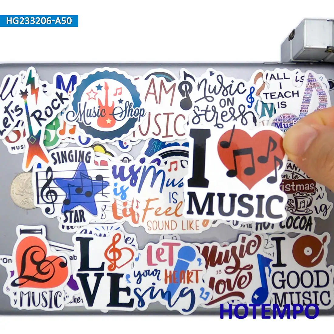 20/30/50Pieces Musical Slogan Symbol Music Style Stickers for Guitar Scrapbook Car Motorcycle Luggage Phone Laptop Sticker Toys