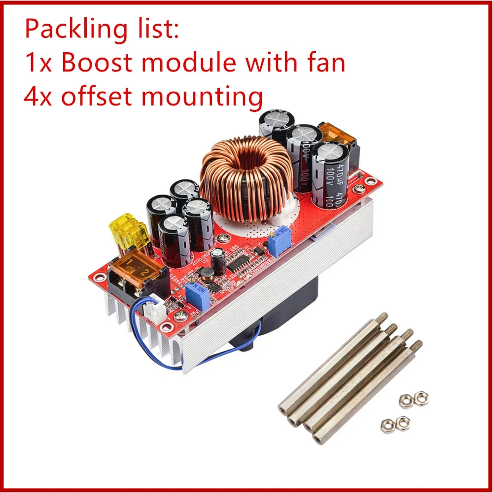 DC To DC 1800W 40A Boost Converter 10-60V to 12-90V Adjustable Step Up Module with Constant Current for Battery Charger