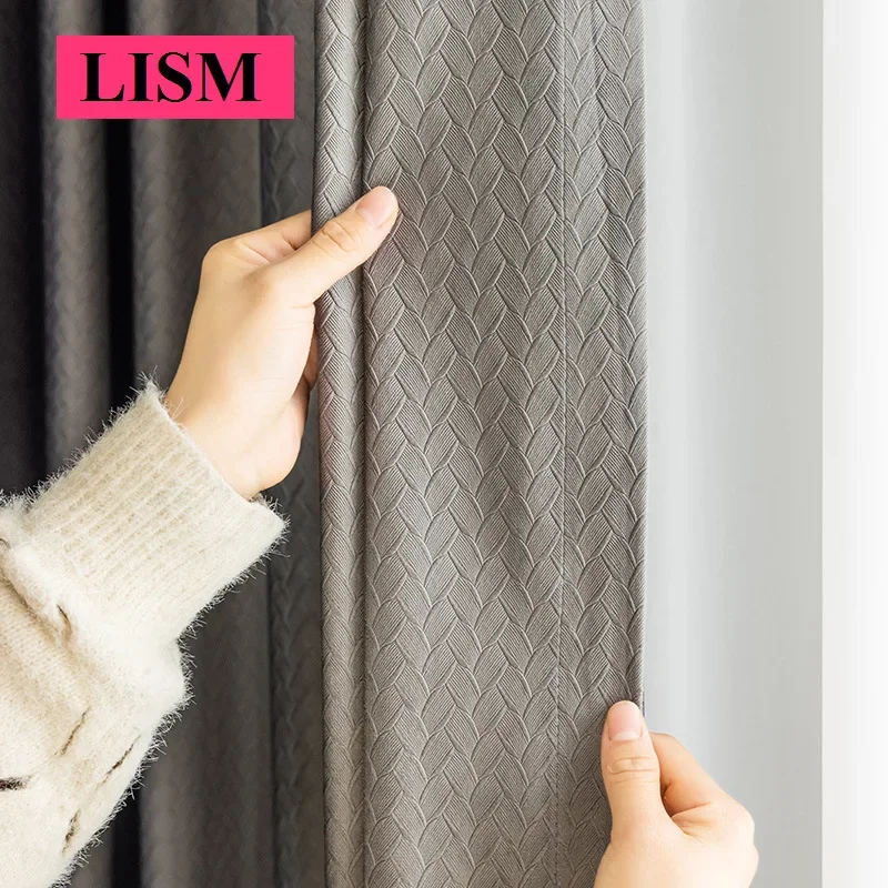 

New Flannel Curtain For Living Room Bedroom Wheat Ear Fabric Nordic Style Light Luxury Blackout Curtain Other Colours Custom