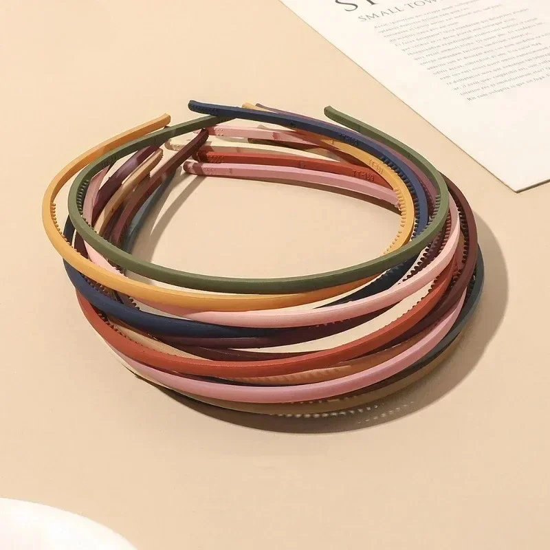 Fashion Hair Band Women Plastic Bezel Elegant Solid Color Thin Edge Toothed Non-slip Hair Hoop Headbands Girls Hair Accessories