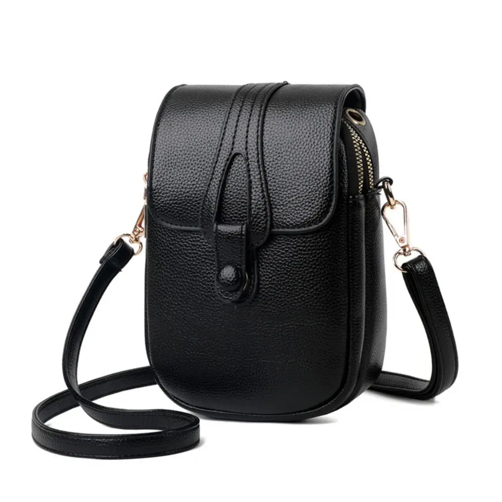 Large Capacity Lady Crossbody Phone Bag Multi-layer Leather Women Shoulder Phone Bag INS Vertical Cell Phone Purse