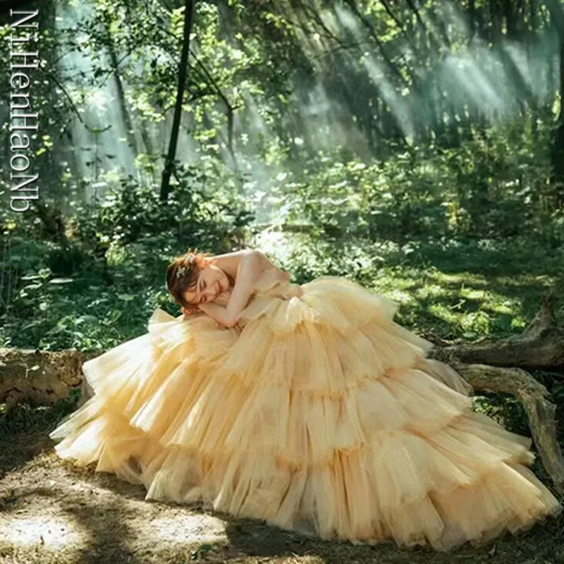 Robe de Rhen tulle jaune à lacets, robe de Rhsans bretelles, nouvelle mode éducative