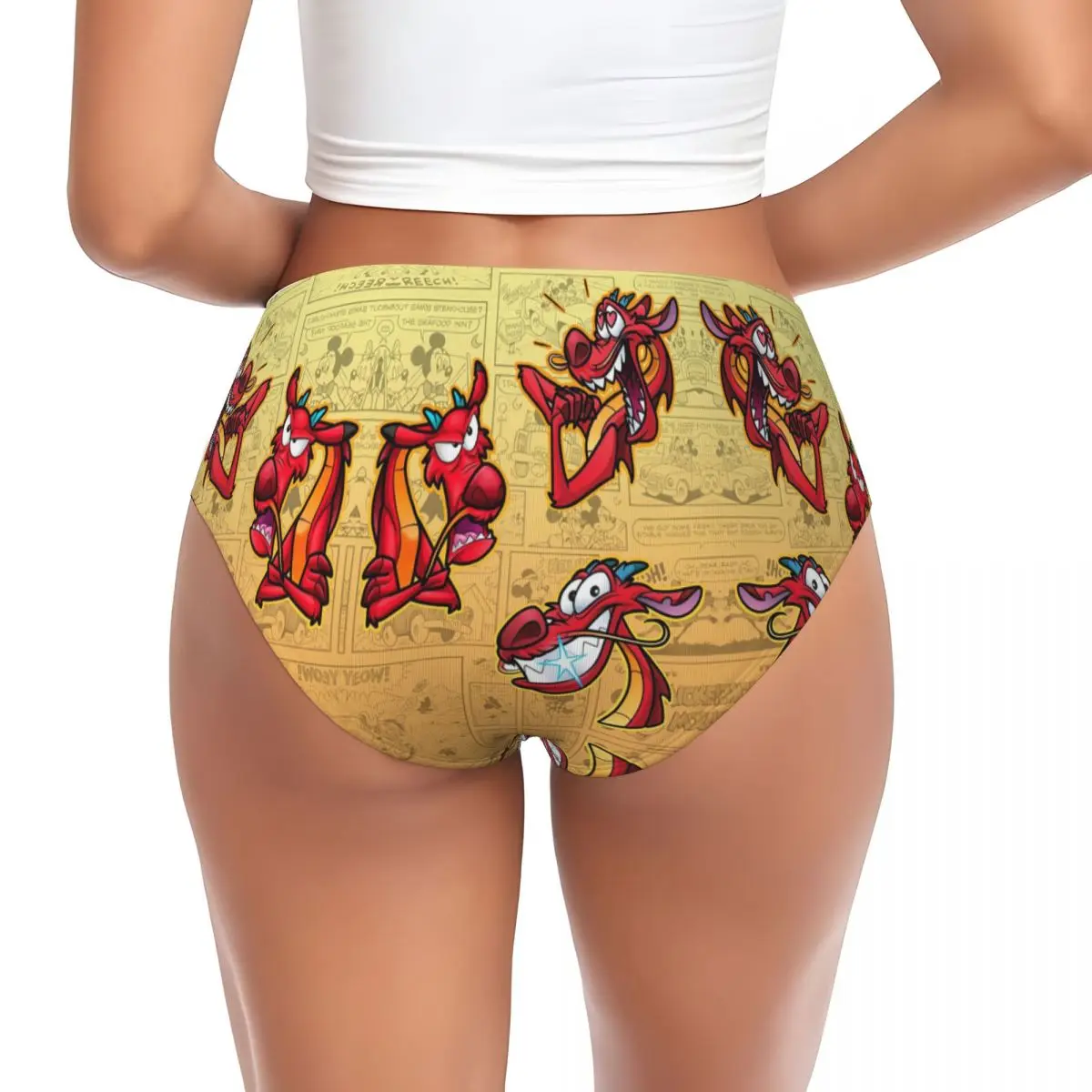 Custom Women's Mushu Dragon Mulan Panties Stretch Briefs Underwear