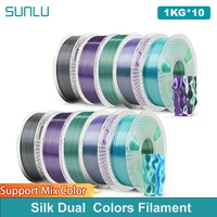 SUNLU 10KG Silk PLA Plus Dual Colors Filament 1KG 1.75mm Pla+ Rabinbow Dual Colors Neatly Wound 3D Filament for 3D Printer
