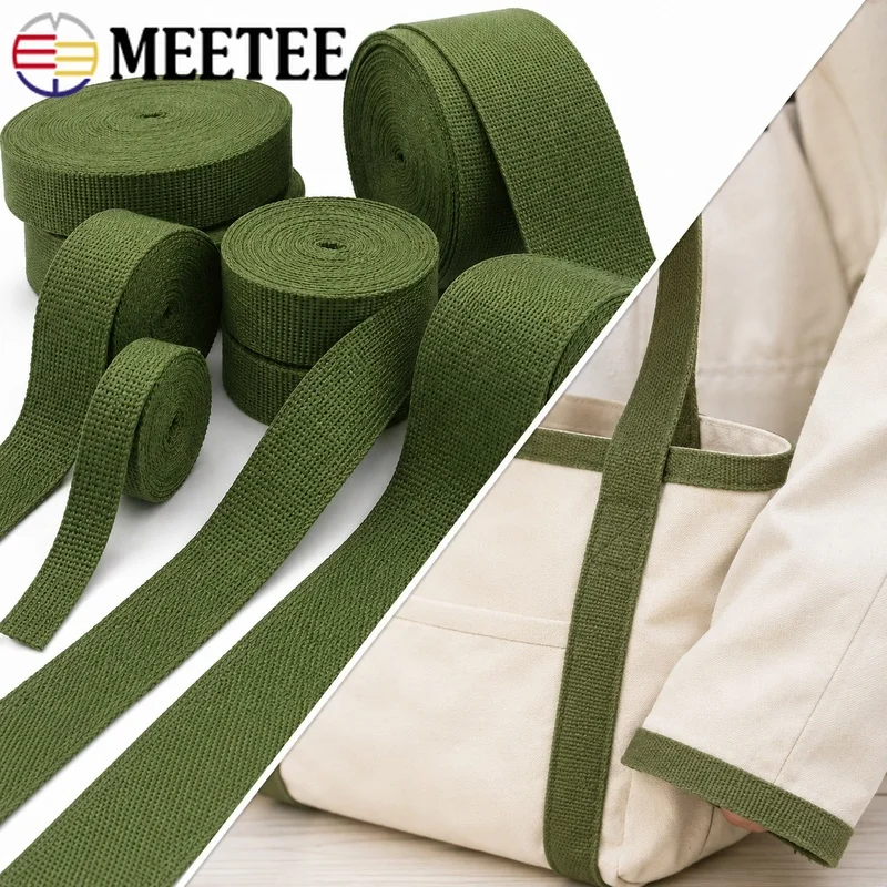 2/5/10Yards 15-50mm 2mm Polyester Cotton Webbing Tape Roll Travel Duffel Straps Luggage Lashing Belt Repair Sewing Accessories