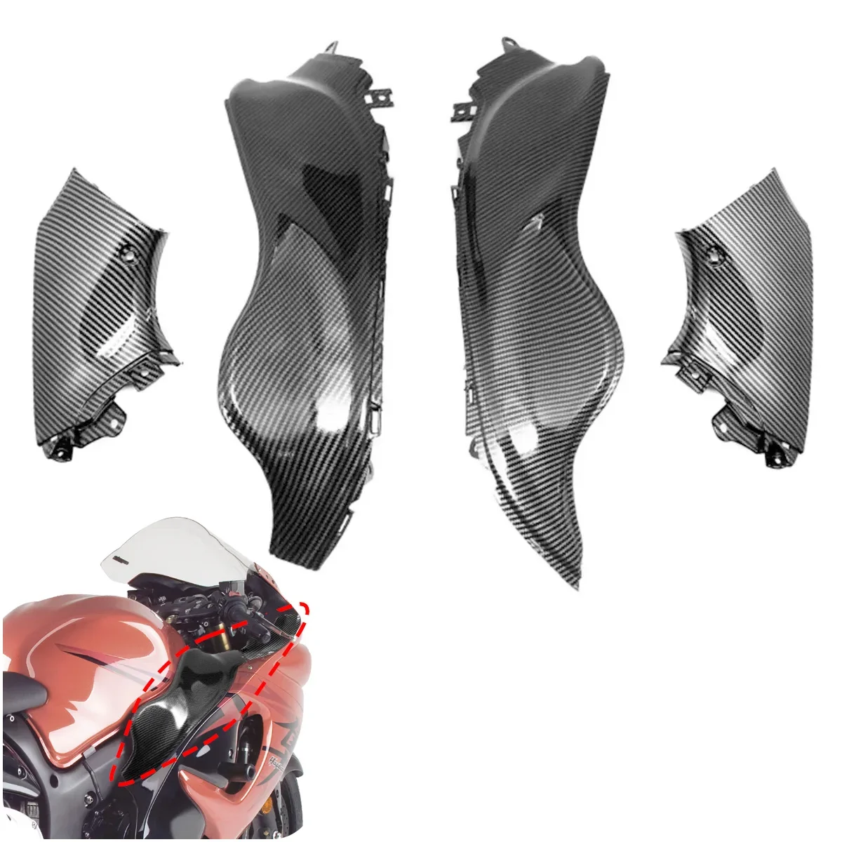 

Carbon Fiber Pattern Head Tank Cowling Side Pane Air Dash Cove sets for Suzuki Hayabusa Gsx 1300 R Gsx1300r 2008-2020