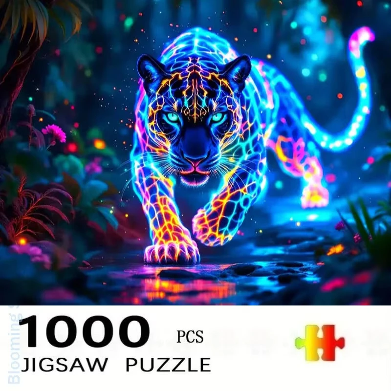 Jigsaw Puzzle 1000 Pieces Leopard Aniaml Painting Paper Puzzle for Adults,  Relaxing Game, Christmas & Birthday Gift