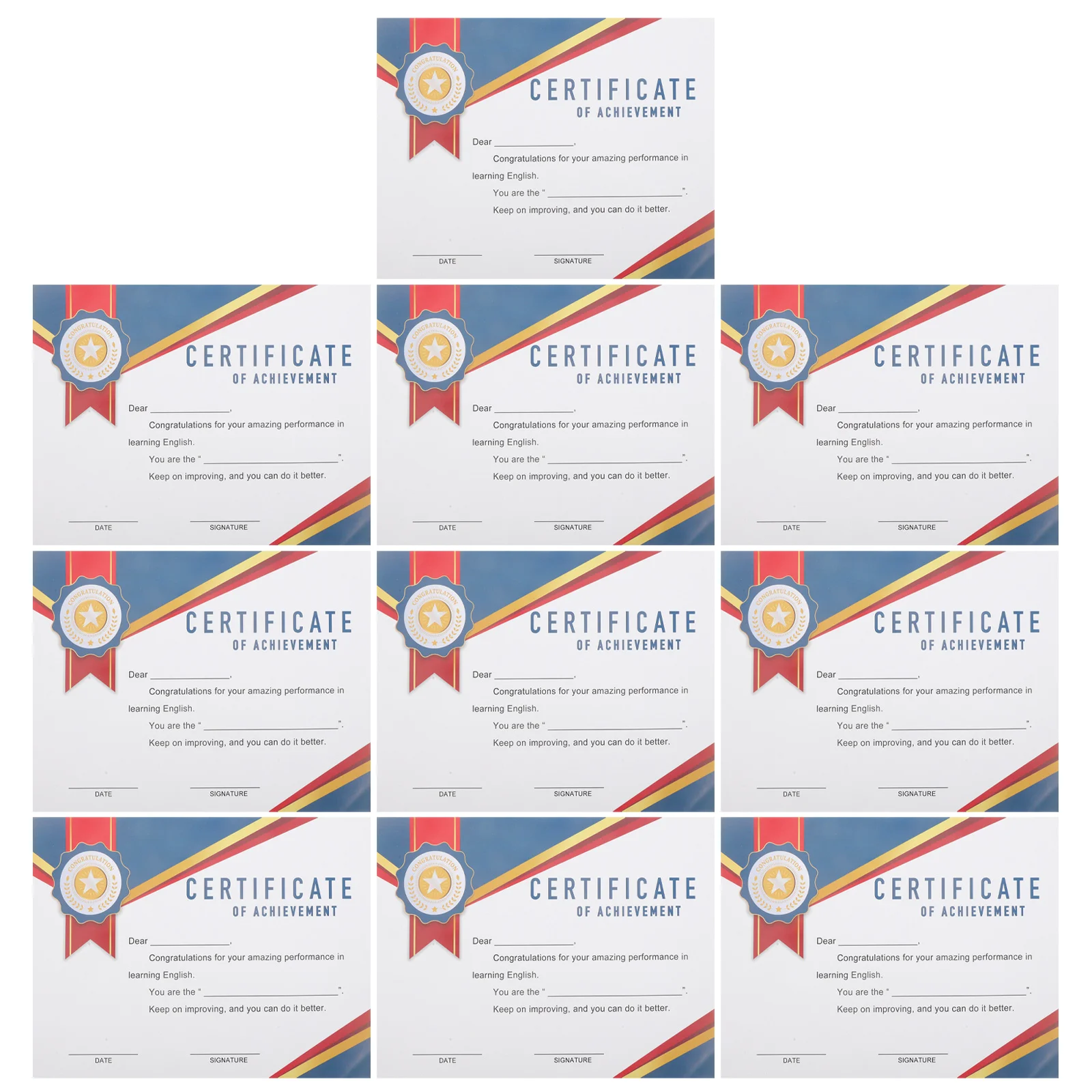 10 أوراق جائزة شهادات الطلاب الملونة سميكة المغلفة ورقة التخرج الانتهاء جائزة الأداء المدرسي #4