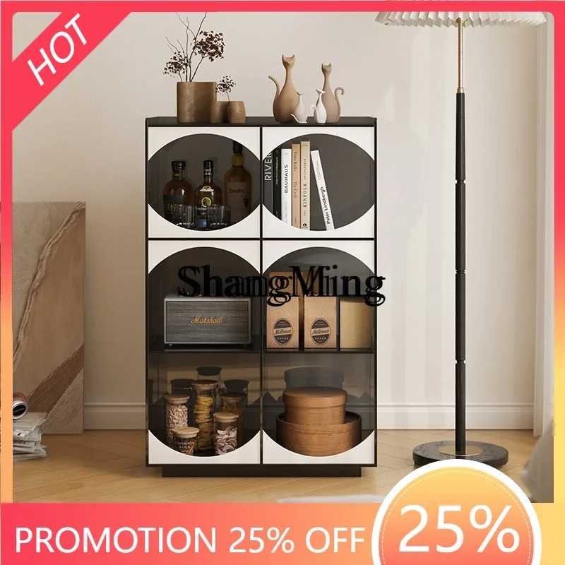 FG Acrylic Floor-standing Multi-layer Bookshelf Storage Rack Living Room Vintage Style Wall-mounted Storage Display Cabinet