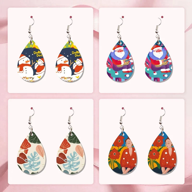 60PCS Sublimation Blanks Products, Sublimation Blank Earrings With Unfinished Waterdrop Earring Pendant, For Craft DIY