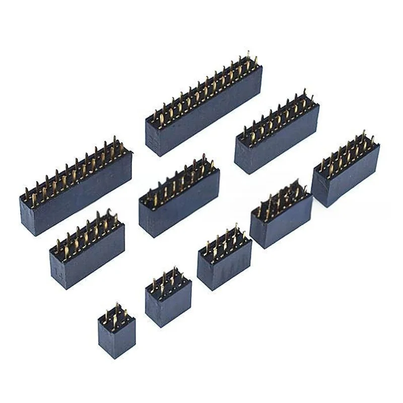 20PCS 2.54mm Pitch Dual-Row Straight-Through Female Header Female Header 2x2P/3/4/5/6/7/8/10P/12P/20P/40P