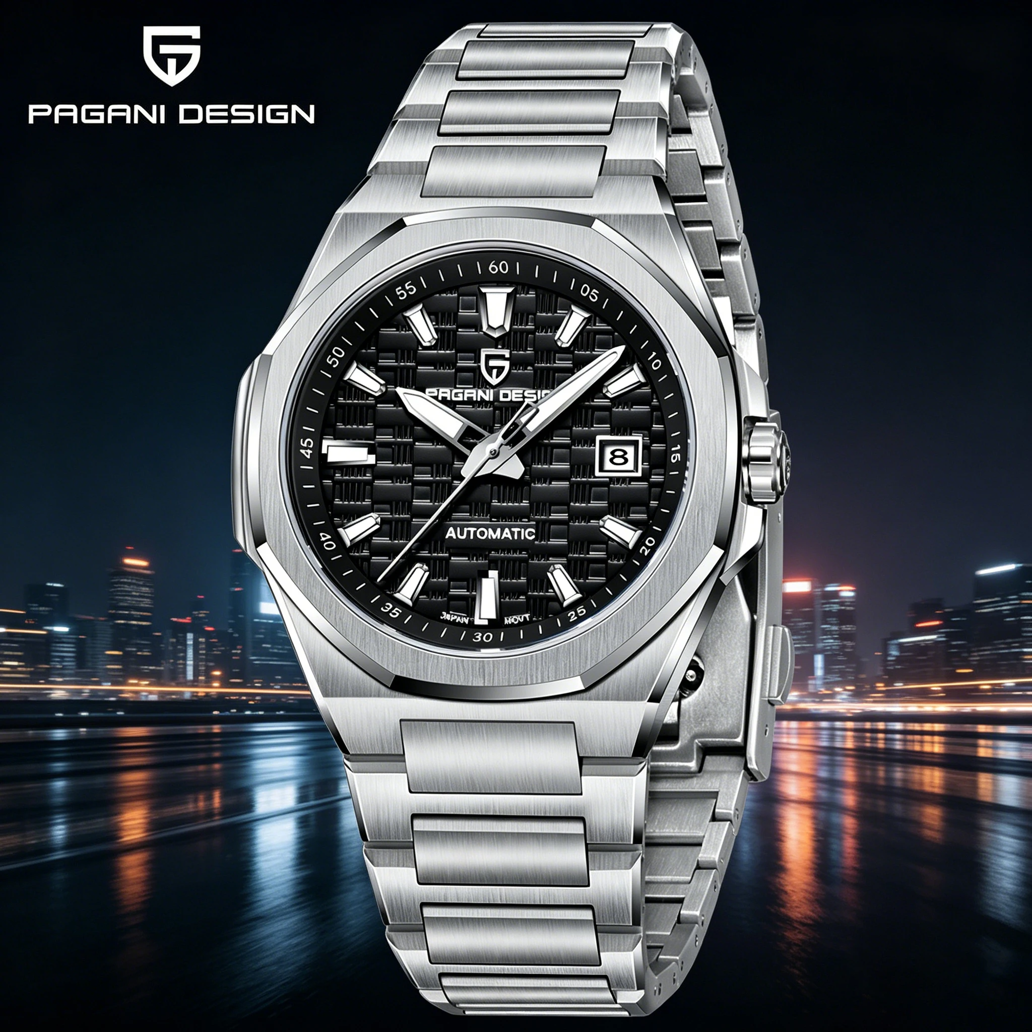 PAGANI DESIGN Japan Miyota 8215 Men's Automatic Watch 40mm Sapphire Stainless Steel Waterproof 10Bar Luminous reloj hombre