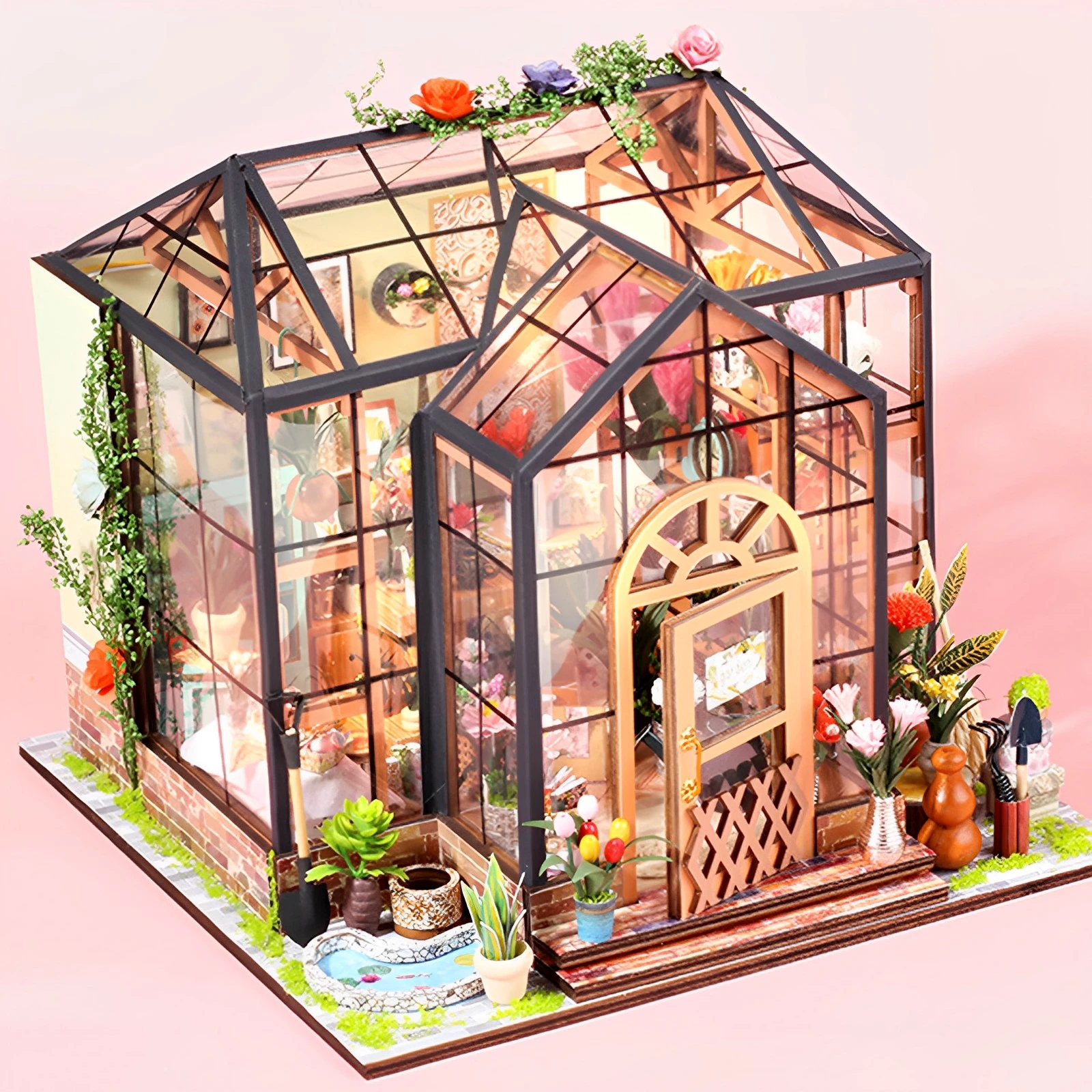 

DIY Miniature House Kit LED Light Creative Dollhouse Model Kit 3D Miniature Dollhouse Kit Home Decorative