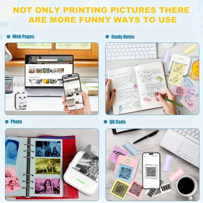 Paper For Thermal Printer Colorful Adhesive Paper Glossy Printable Sticker For Kids DIY Scrapbook For Photo Journal Notes Memo