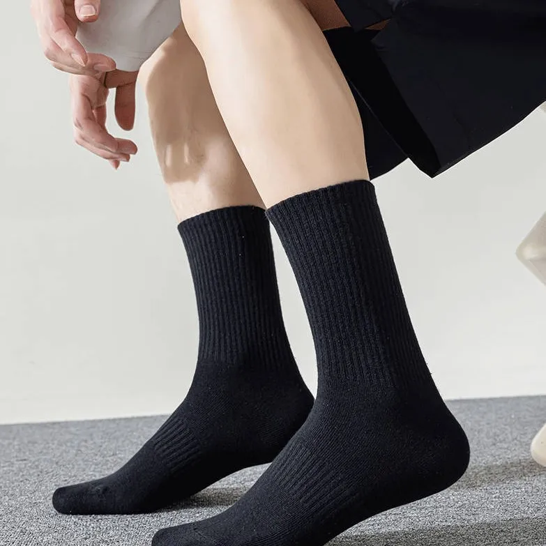 Men Solid Color Socks Simple Versatile Fashionable Socks Antibacterial Odor Resistant Breathable Comfortable Socks