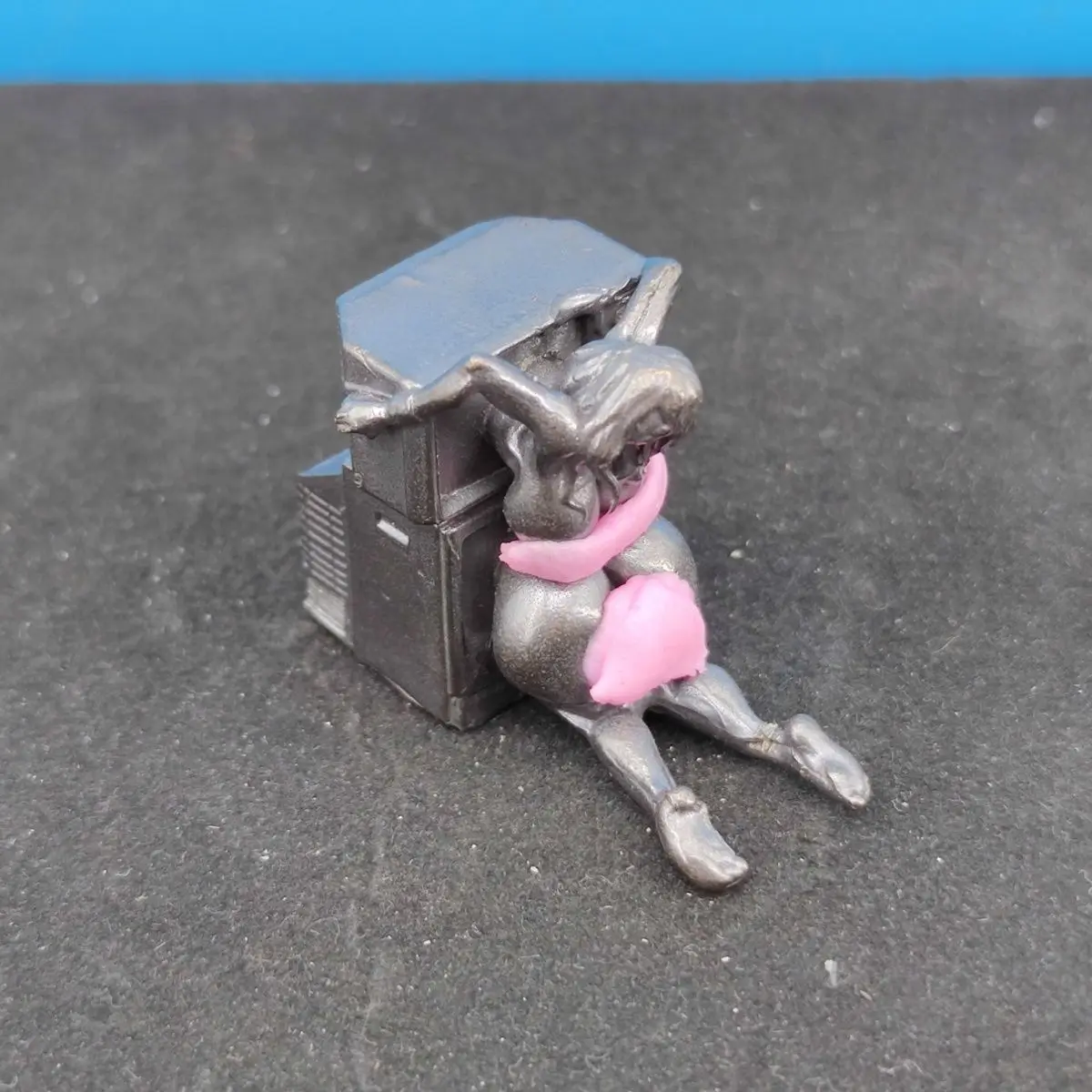 Unique Aged Brass Retro Dark Art Miniature Figurine, Creative Handmade Desk Ornament Sculpture, Art Collectible Model