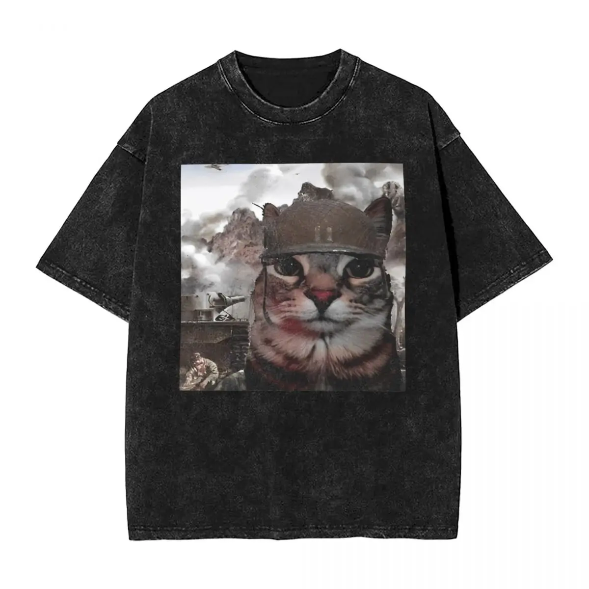 War Cat T-Shirt Summer Thousand Yard Stare Meme Streetwear T Shirts 2024 Casual Popular Tee Shirt For Man Short Sleeve Top Tees