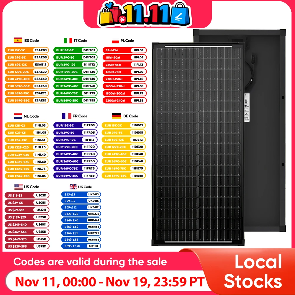 

WERCHTAY 12V 100W Monocrystalline Solar Panel Module Off Grid PV Power For Vehicles, RV Camper Camping Boat Shed Farm