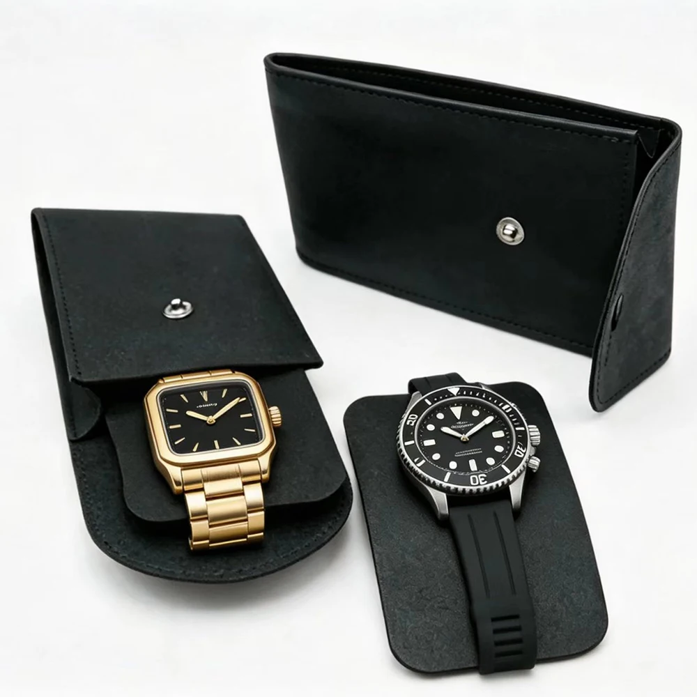 Black Watch Storage Bag Wristwatch Protective Pouch Microfiber Chain Bracelet Pouch Travel Watch Jewelry Packaging Bag