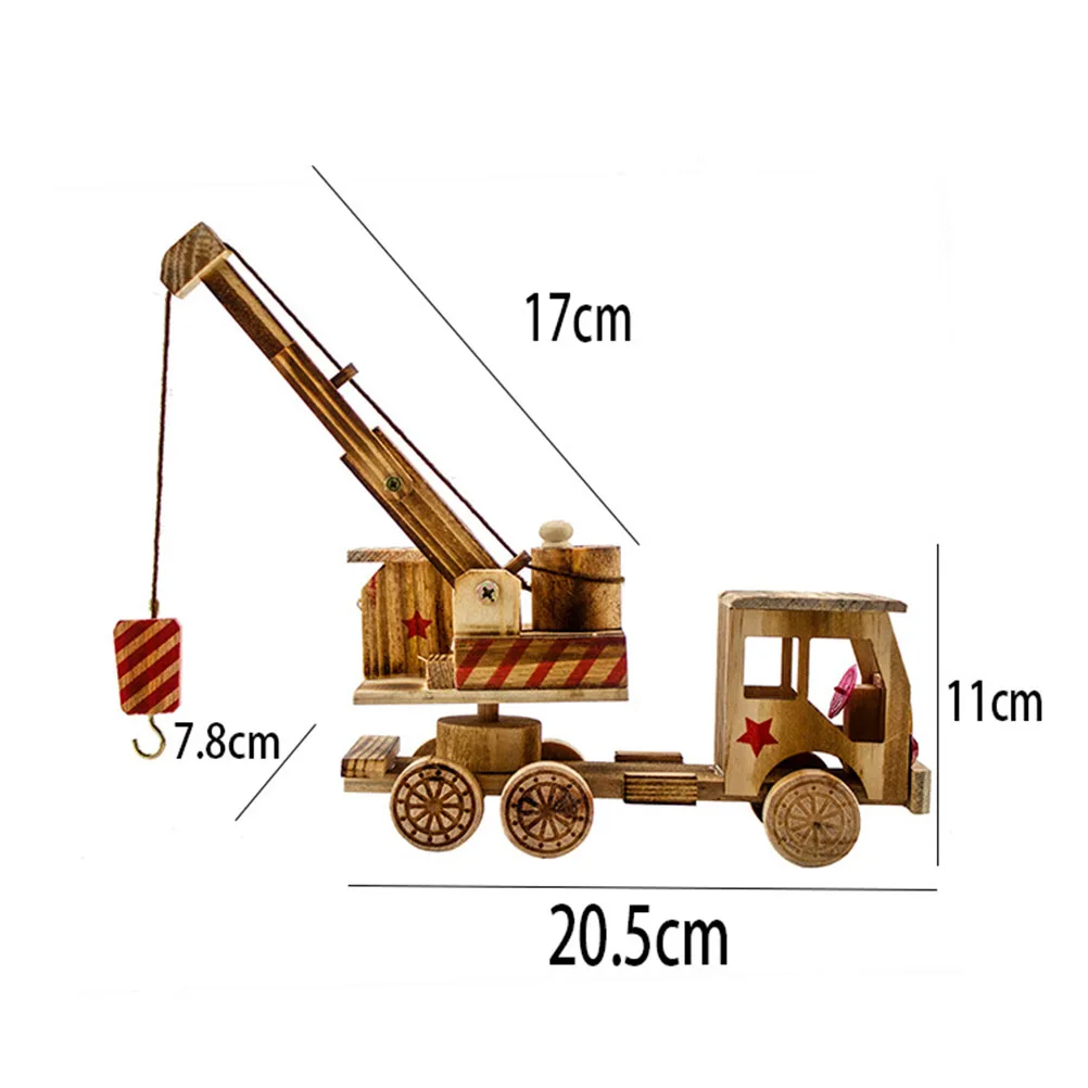 

1pc Wooden Simulation Crane Retro Excavator Tractor Hand Made Wood Toy Home Ornaments for Kids Children