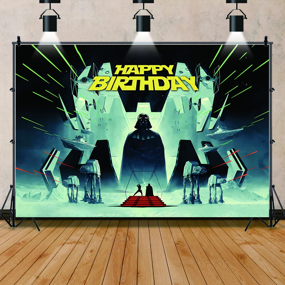 Disney Galaxy War Backdrop Custom Black Stars Science Fiction Boy Happy Birthday Banner Decor Baby Shower Photography Backgroung