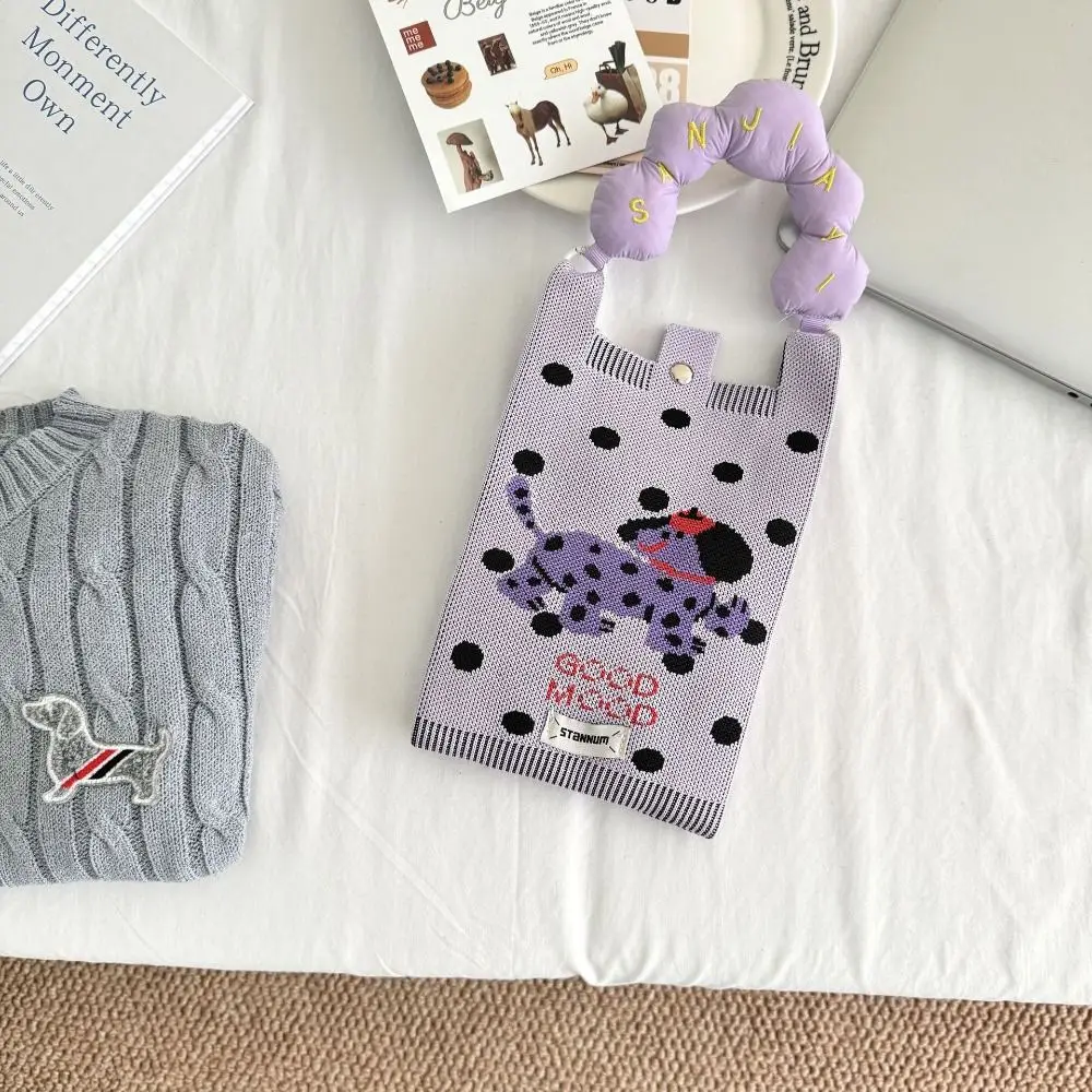 

Mini Shoulder Bag Cute Cartoon Mobile Phone Bag Student Messenger Bag Knitted Handbag Key Holder Lipsticks Pouch
