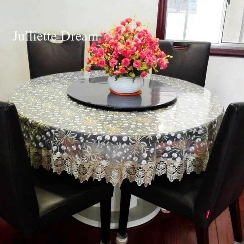 

New Lace Tablecloth Pastoral round tablecloth Dining table cloths Home Embroidery table cover rose gold decoration house towel