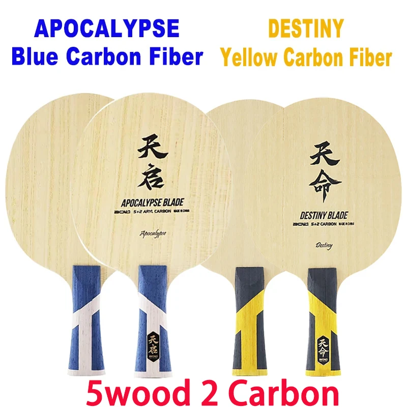 

DESTINY APOCALYPSE Table Tennis Blade 7PLY Yellow/Blue Carbon Fiber Offensive Control Defense Ayus Bat for Player Training FL CS