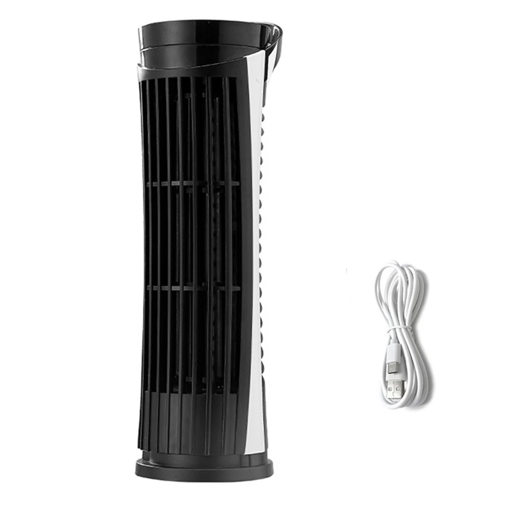 

USB Powered Bladeless Tower Fan with Two Level Wind Speeds Powerful Airflow for Home Office Cooling and LED Night Light