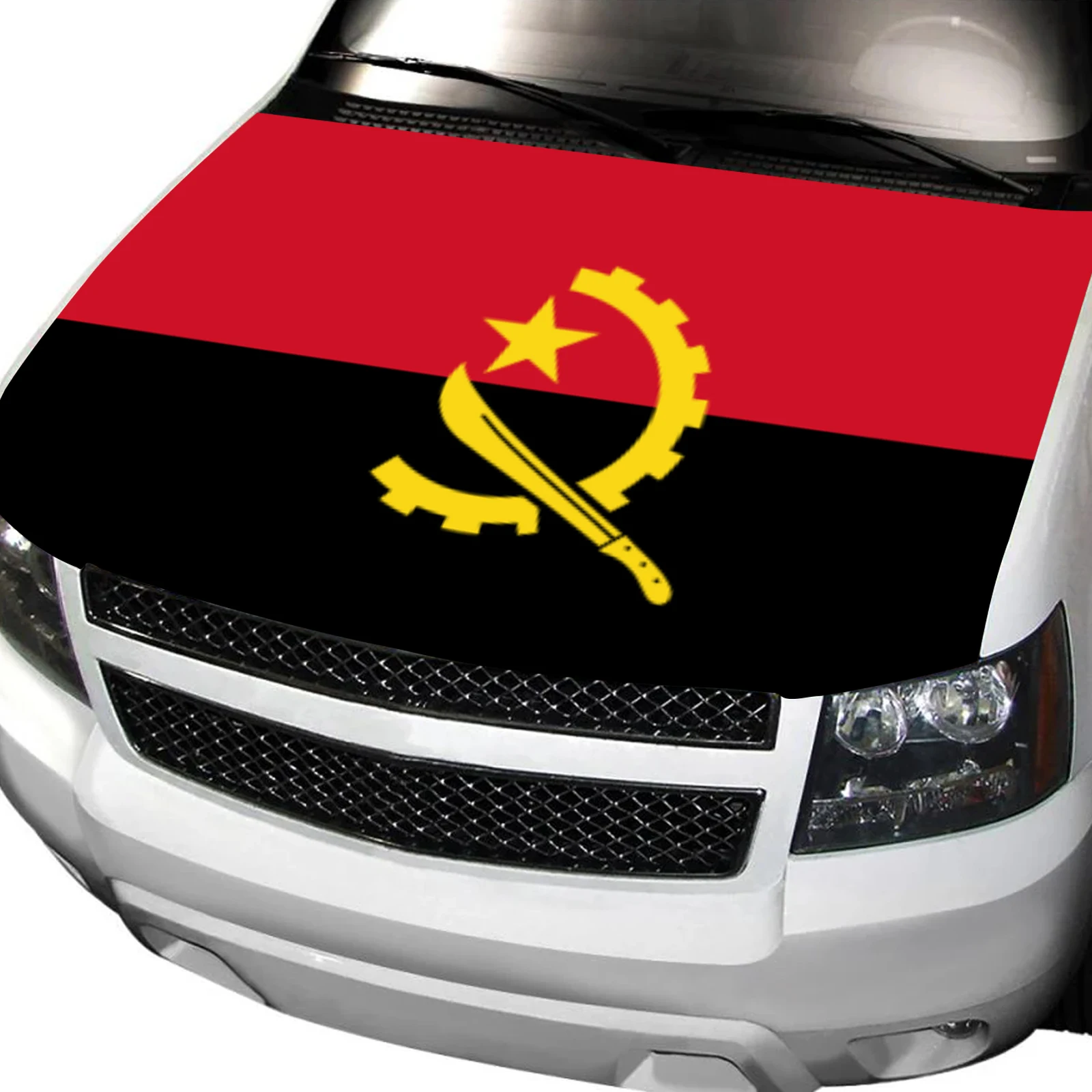 Angola Car Hood Cover Flag  Universal Size Elastic Polyester 120x150cm for Car Decor