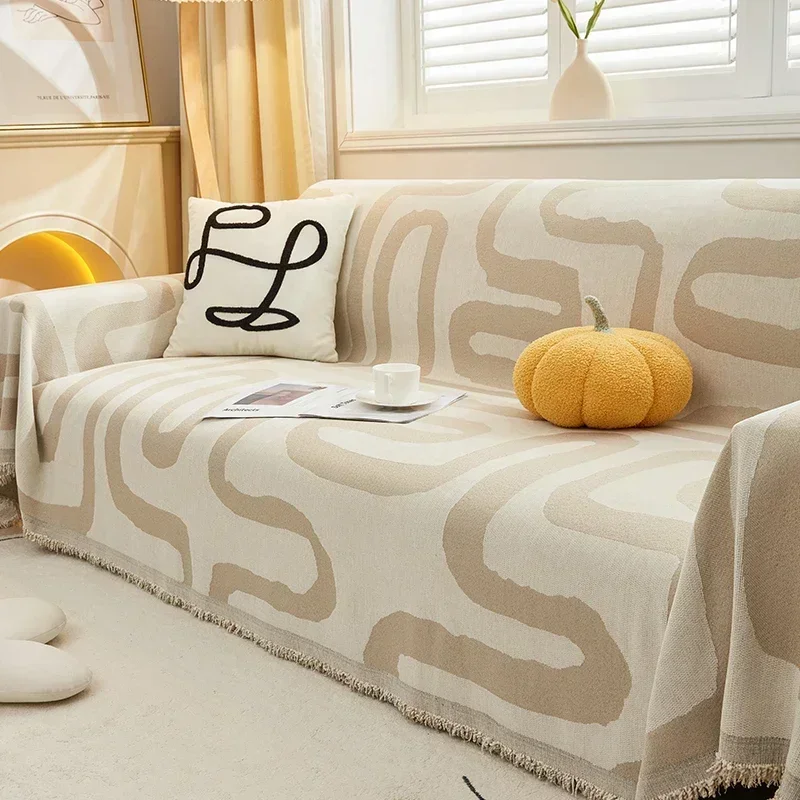 وسادة أريكة بوهيمية ريترو قطعة واحدة غطاء كامل مقاوم للغبار ومقاوم للخدش على شكل قطة Netflix Premium Sense Four Seasons General #5